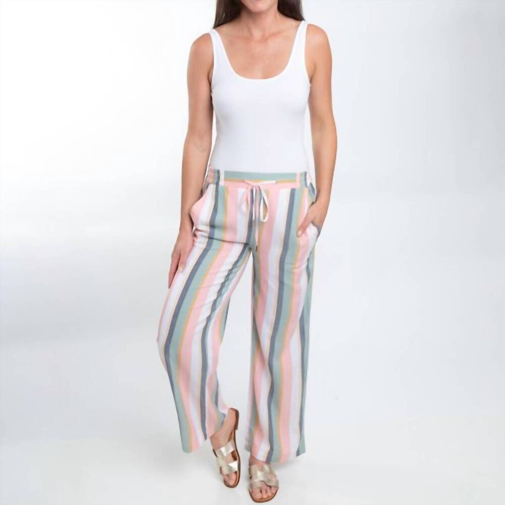 NEW ELSIE & ZOEY medium striped adjustable wide leg pant in multicolor